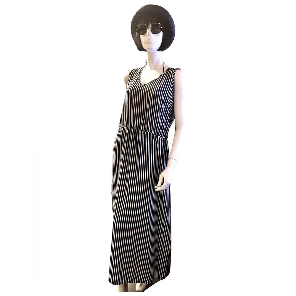 Como Vintage Blue & White Stripes Beach Coverup, Size PL
